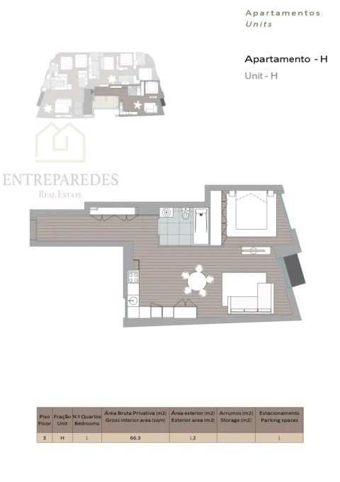 Apartamento T1 para Venda em Mafamude e Vilar do Paraíso