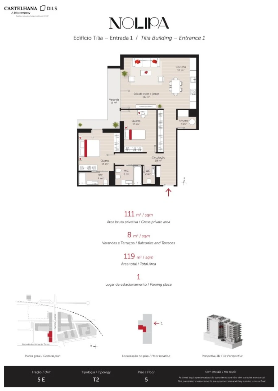 Apartamento T2 para Venda em Lumiar Planta 1