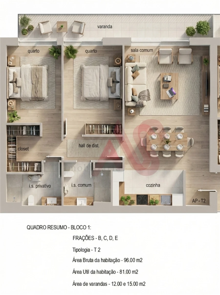 Apartamento T2 para Venda em Infias Foto 14