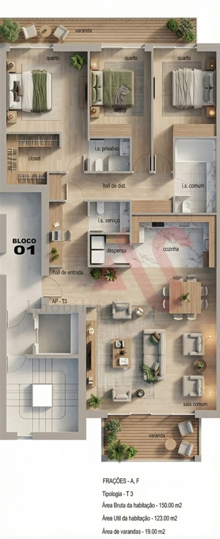 Apartamento T3 para Venda em Infias Foto 14