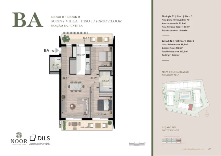 Apartamento T2 para Venda em Luz de Tavira e Santo Estêvão Planta 1