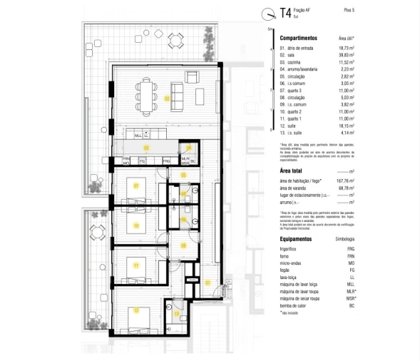 Apartamento T4 para Venda em Canidelo Planta 1