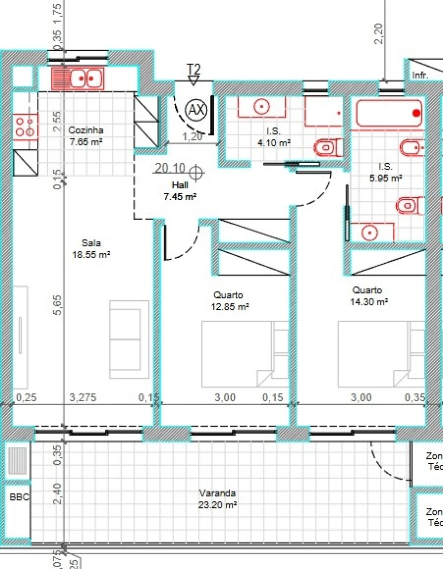 Apartamento T2 para Venda em Portimão Planta 1