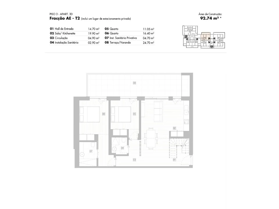 Apartamento T2 para Venda em Lagos (São Sebastião e Santa Maria) Planta 2