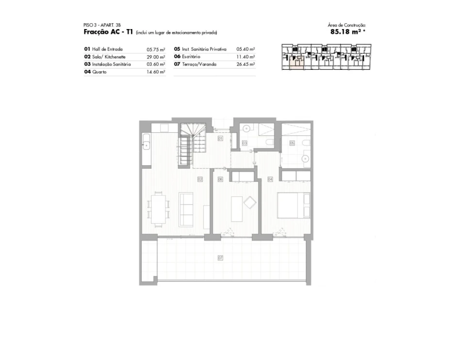 Apartamento T2 para Venda em Lagos (São Sebastião e Santa Maria) Planta 2