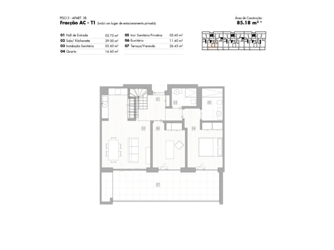 Apartamento T2 para Venda em Lagos (São Sebastião e Santa Maria) Planta 2