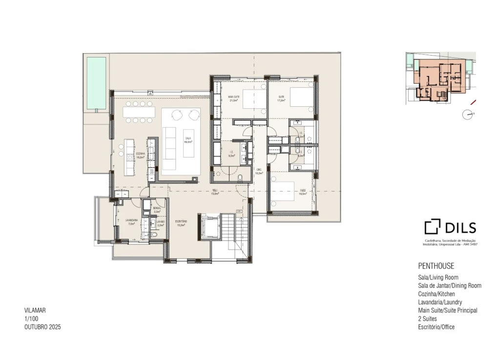 Apartamento T3 para Venda em Carcavelos e Parede Planta 2