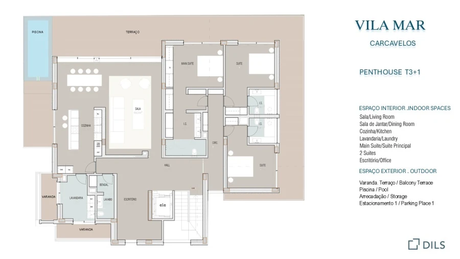 Apartamento T3 para Venda em Carcavelos e Parede Planta 1