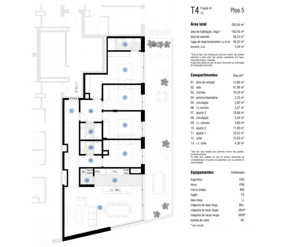 Apartamento T4 para Venda em Canidelo Planta 1
