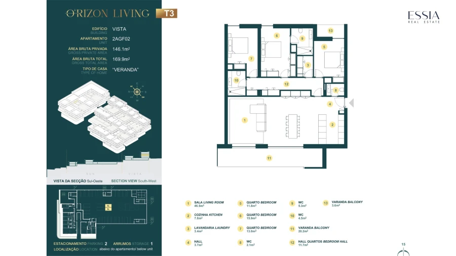 Apartamento T3 para Venda em Gondomar (São Cosme), Valbom e Jovim Planta 1