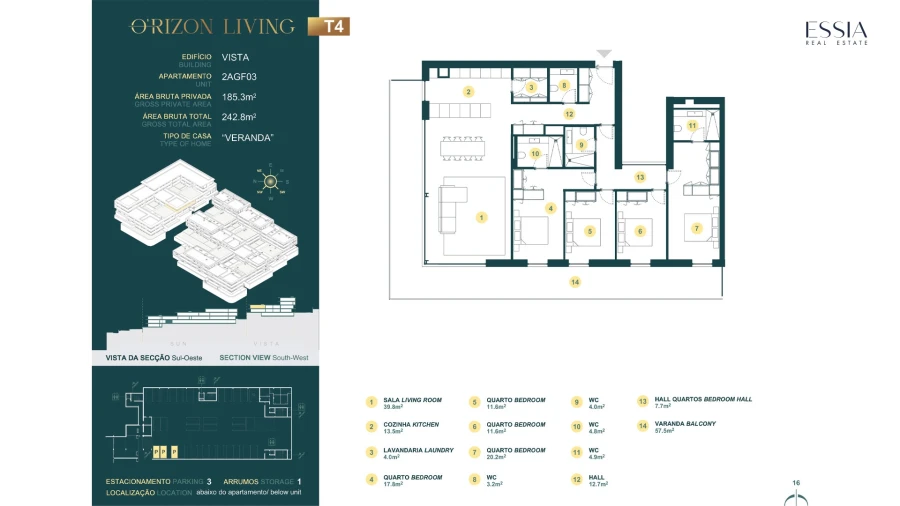 Apartamento T4 para Venda em Gondomar (São Cosme), Valbom e Jovim Planta 1
