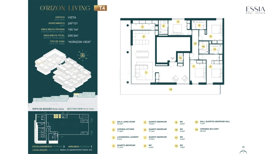 Apartamento T4 para Venda em Gondomar (São Cosme), Valbom e Jovim Planta 1