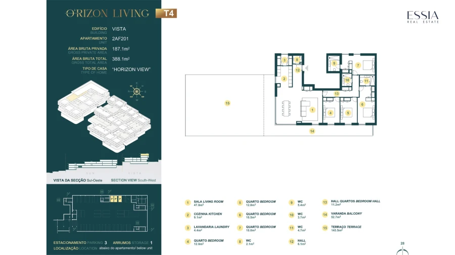 Apartamento T4 para Venda em Gondomar (São Cosme), Valbom e Jovim Planta 1