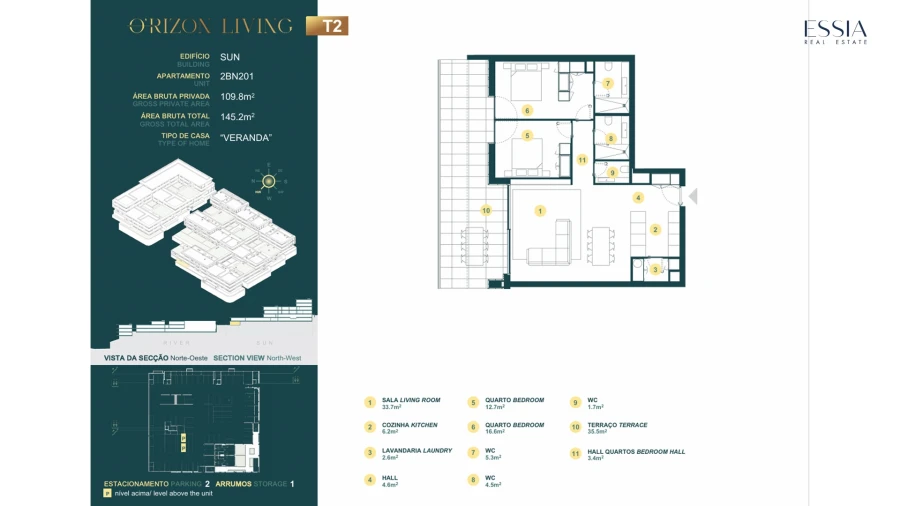 Apartamento T2 para Venda em Gondomar (São Cosme), Valbom e Jovim Planta 1