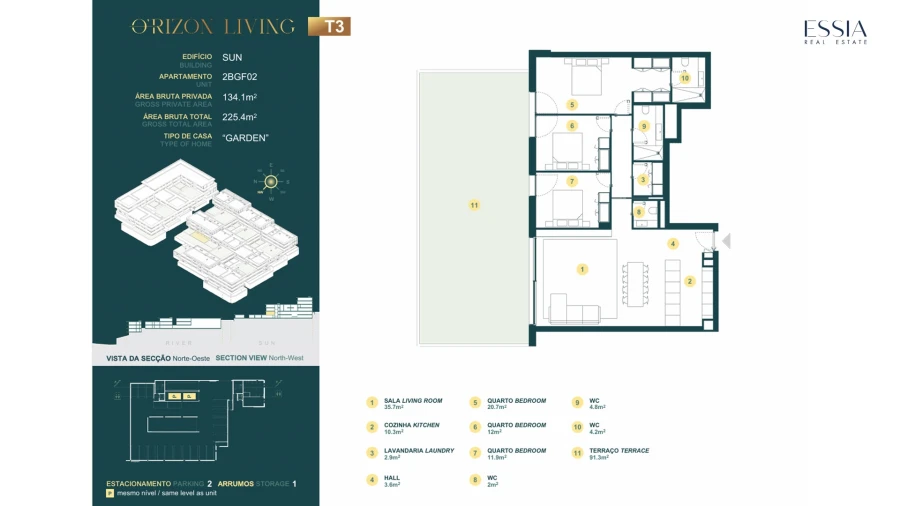 Apartamento T3 para Venda em Gondomar (São Cosme), Valbom e Jovim Planta 2