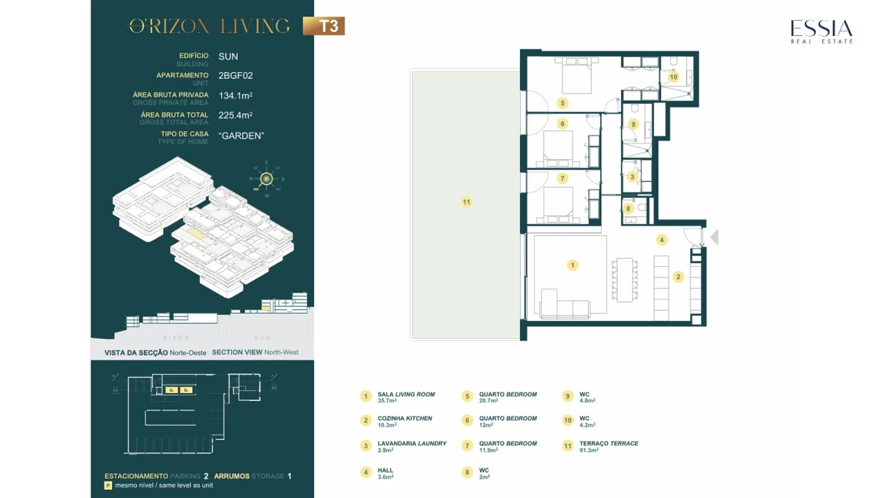 Apartamento T3 para Venda em Gondomar (São Cosme), Valbom e Jovim Planta 2