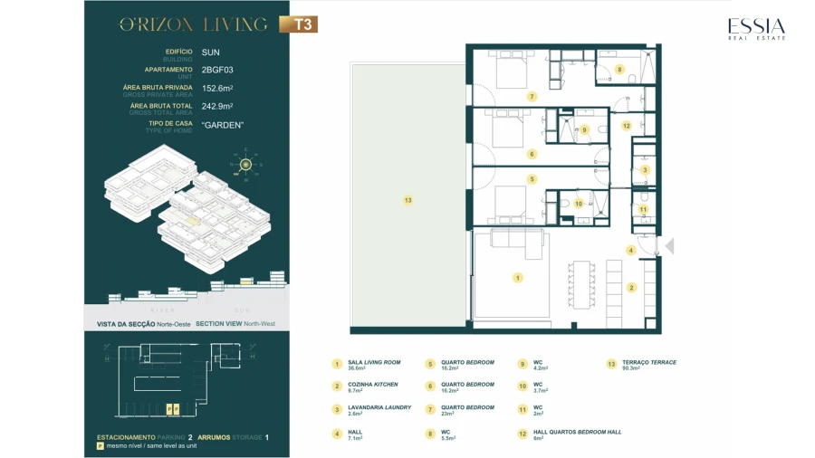 Apartamento T3 para Venda em Gondomar (São Cosme), Valbom e Jovim Planta 1