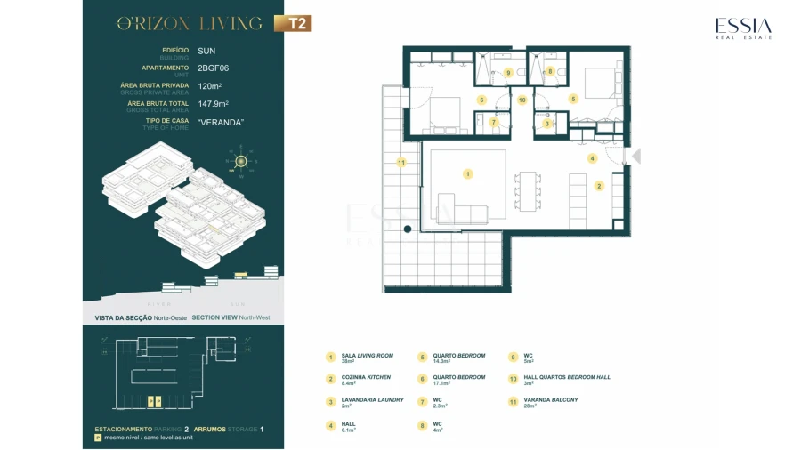 Apartamento T2 para Venda em Gondomar (São Cosme), Valbom e Jovim Planta 1