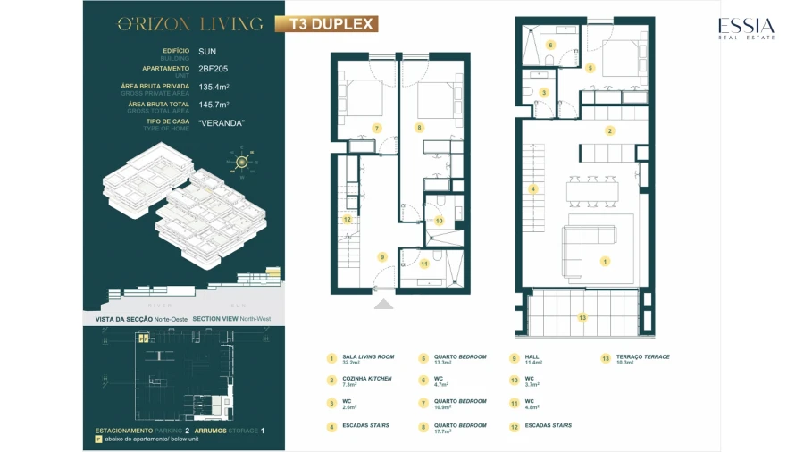 Apartamento T3 para Venda em Gondomar (São Cosme), Valbom e Jovim Planta 1