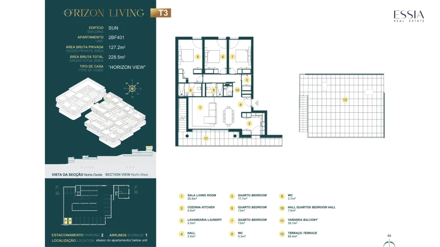 Apartamento T3 para Venda em Gondomar (São Cosme), Valbom e Jovim Planta 1