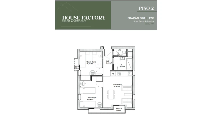 Apartamento T2 para Venda em Paranhos Planta 1