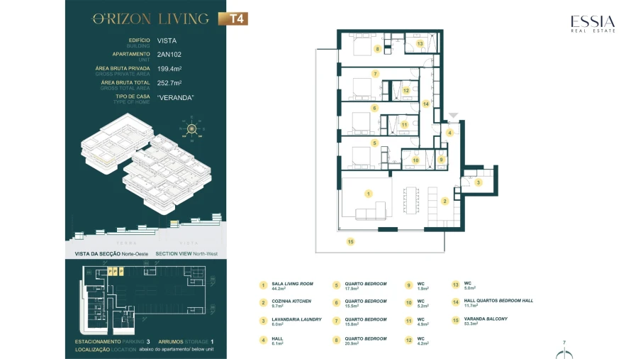 Apartamento T4 para Venda em Gondomar (São Cosme), Valbom e Jovim Planta 1