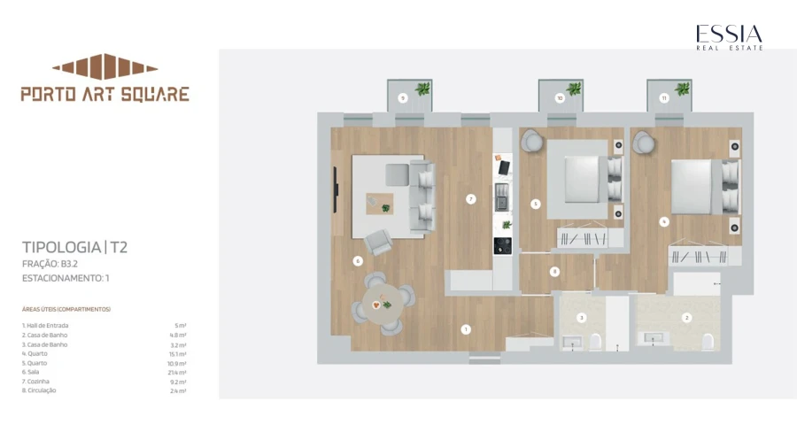Apartamento T2 para Venda em Cedofeita, Santo Ildefonso, Sé, Miragaia, São Nicolau e Vitória Planta 1