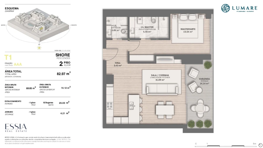 Apartamento T1 para Venda em Quarteira Planta 1