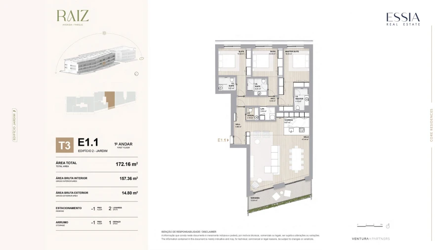 Apartamento T3 para Venda em Aldoar, Foz do Douro e Nevogilde Planta 1