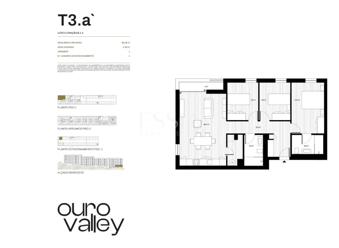 Apartamento T3 para Venda em Rio Tinto Planta 1