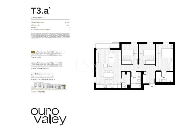 Apartamento T3 para Venda em Rio Tinto Planta 1