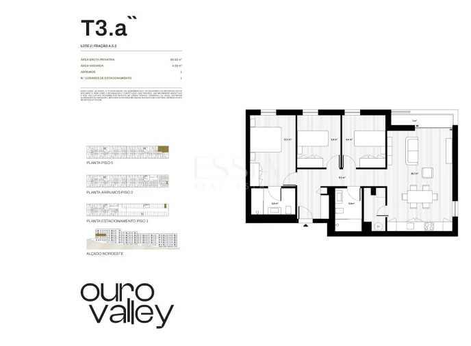 Apartamento T3 para Venda em Rio Tinto Planta 1