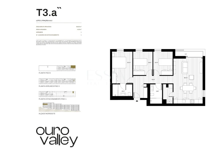 Apartamento T3 para Venda em Rio Tinto Planta 1