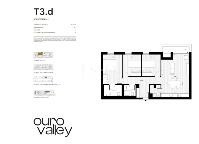 Apartamento T3 para Venda em Rio Tinto Planta 1