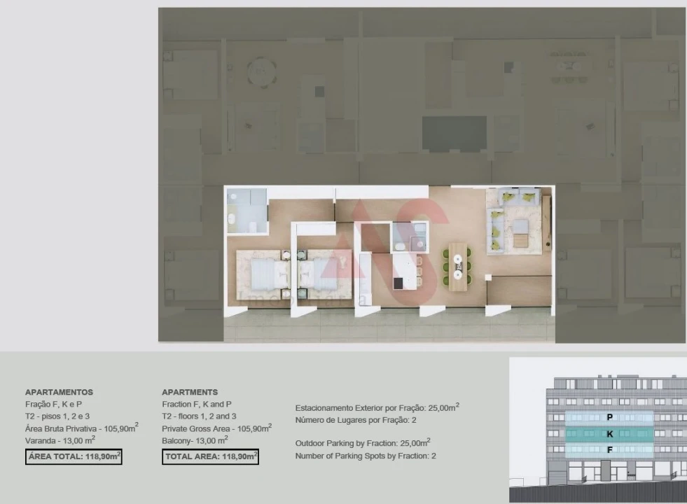Apartamento T2 para Venda em Margaride, Várzea, Lagares, Varziela, Moure Foto 16
