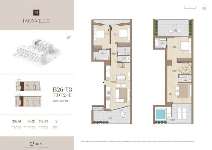 Apartamento T3 para Venda em Montijo e Afonsoeiro Planta 1