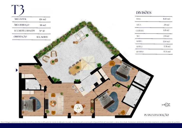 Apartamento T3 para Venda em Bonfim Planta 1