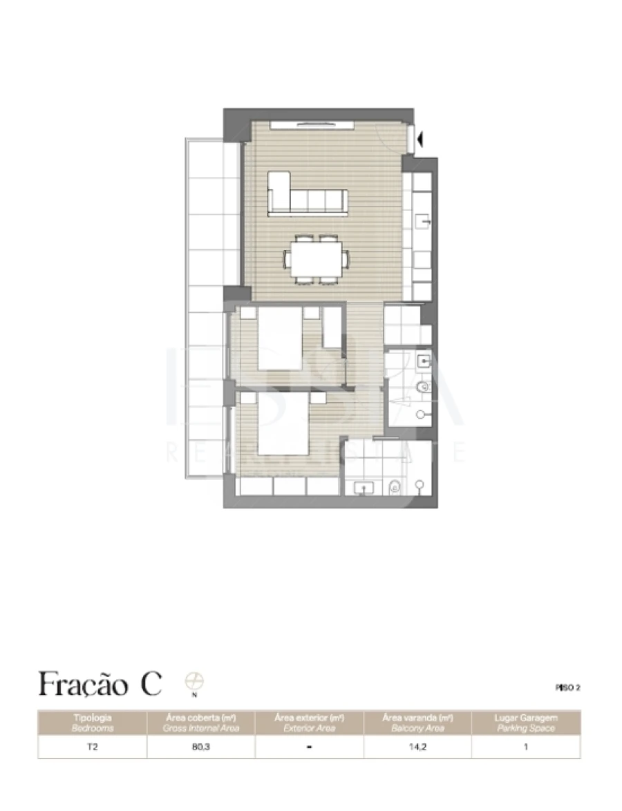 Apartamento T2 para Venda em Lordelo do Ouro e Massarelos Planta 1
