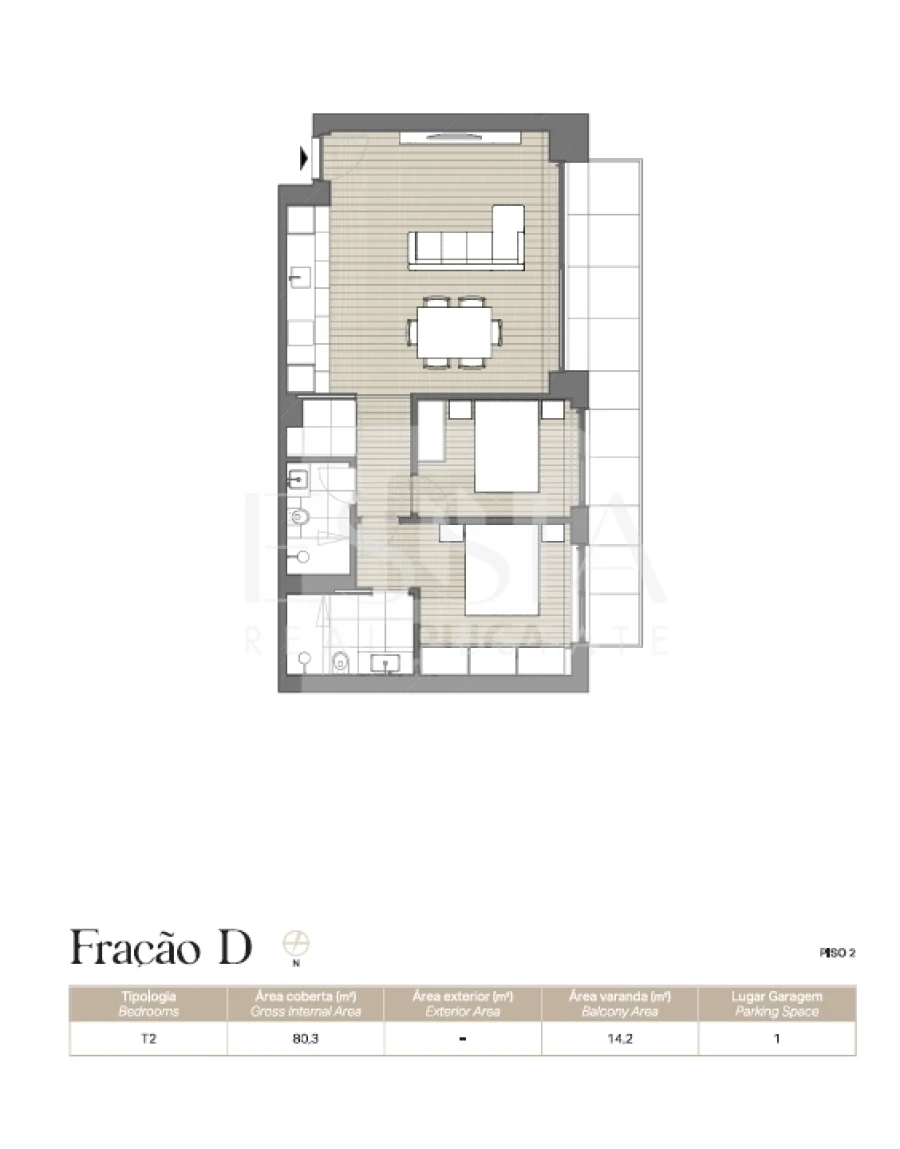 Apartamento T2 para Venda em Lordelo do Ouro e Massarelos Planta 1
