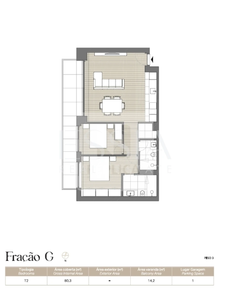 Apartamento T2 para Venda em Lordelo do Ouro e Massarelos Planta 1