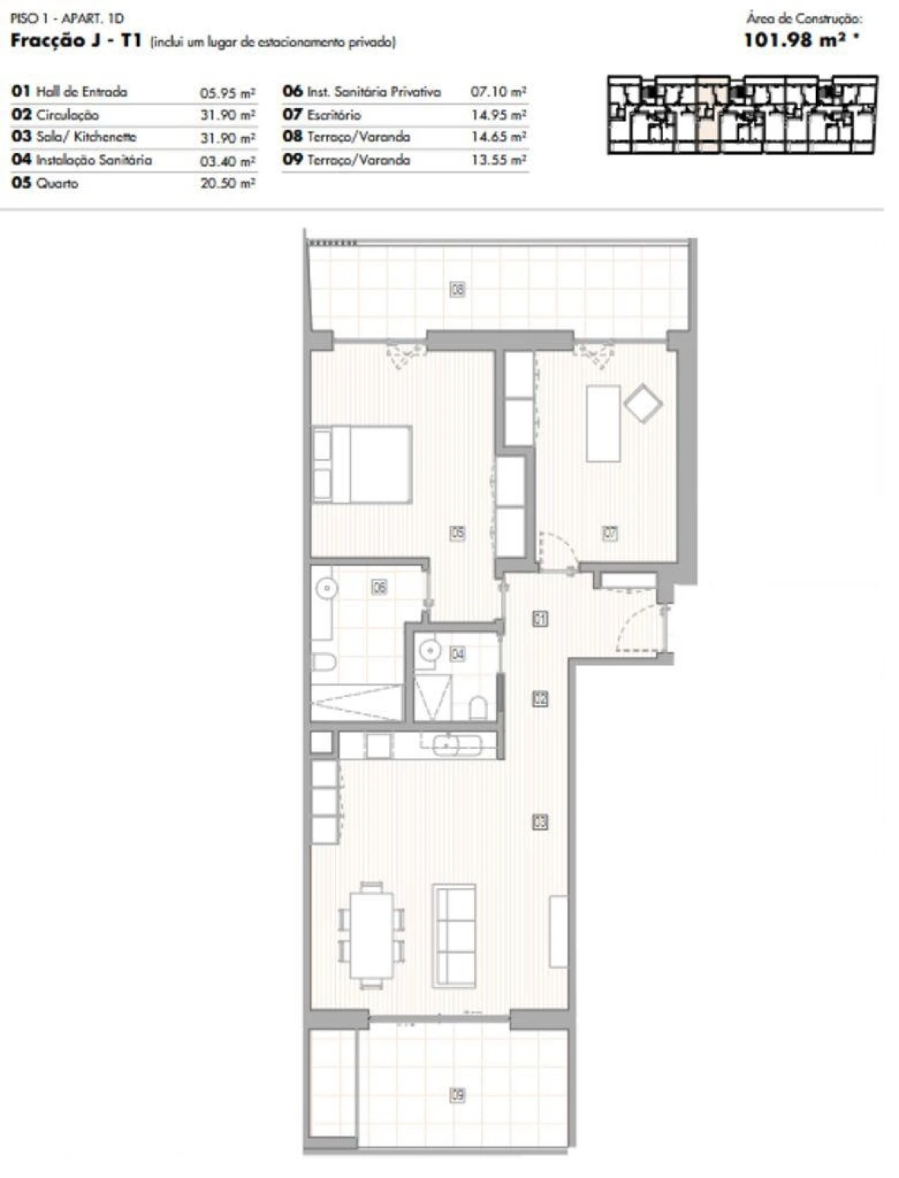 Apartamento T1 para Venda em Lagos (São Sebastião e Santa Maria) Foto 12