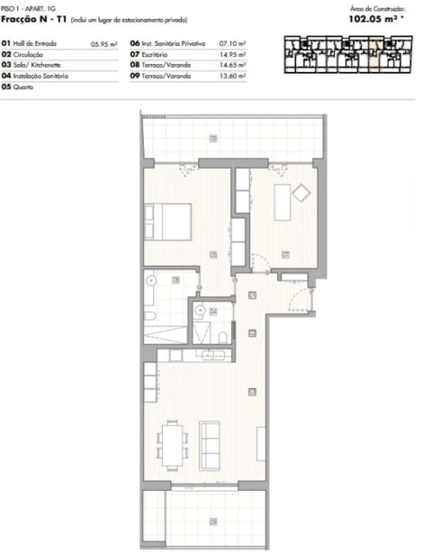 Apartamento T1 para Venda em Lagos (São Sebastião e Santa Maria)