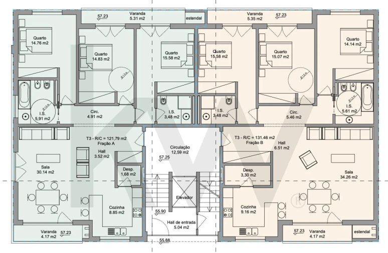 Apartamento T3 para Venda em Ramalhal