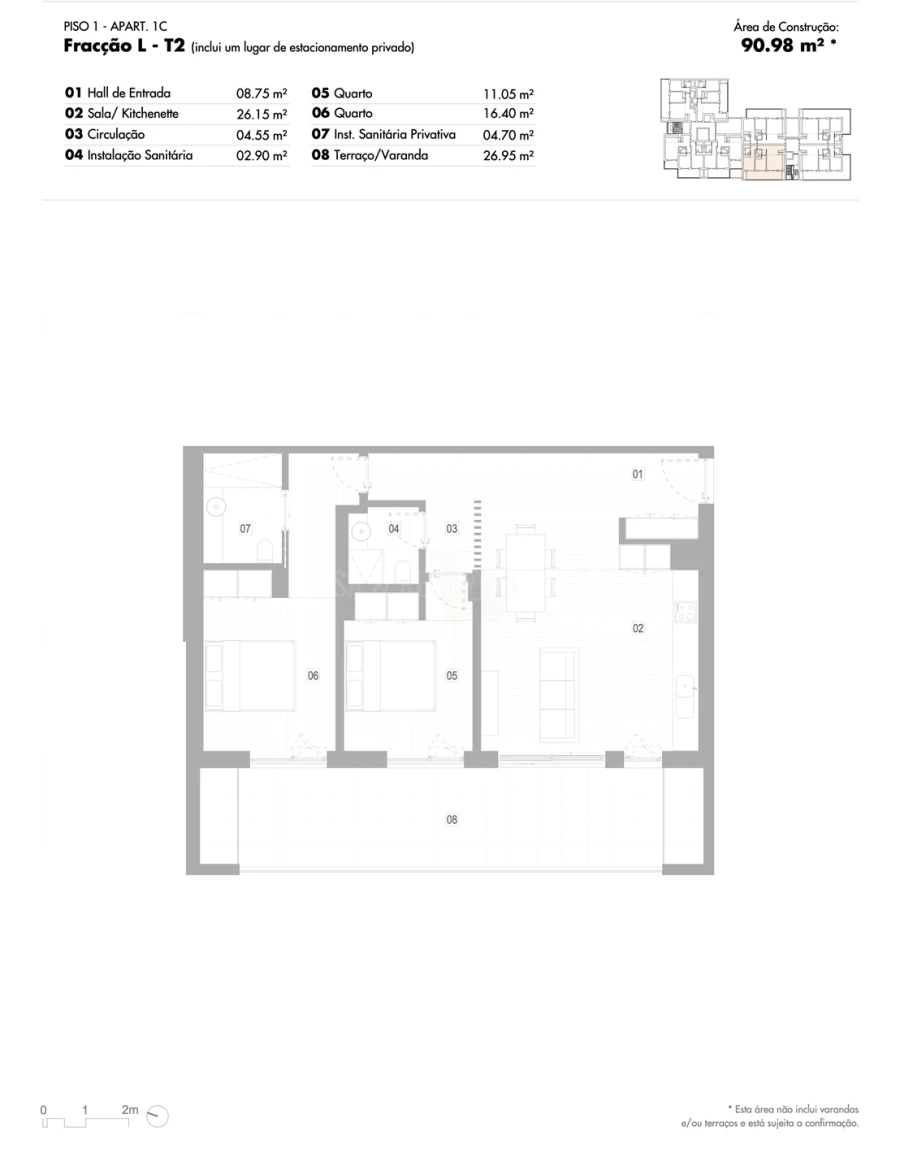 Apartamento T2 para Venda em Lagos (São Sebastião e Santa Maria) Planta 1