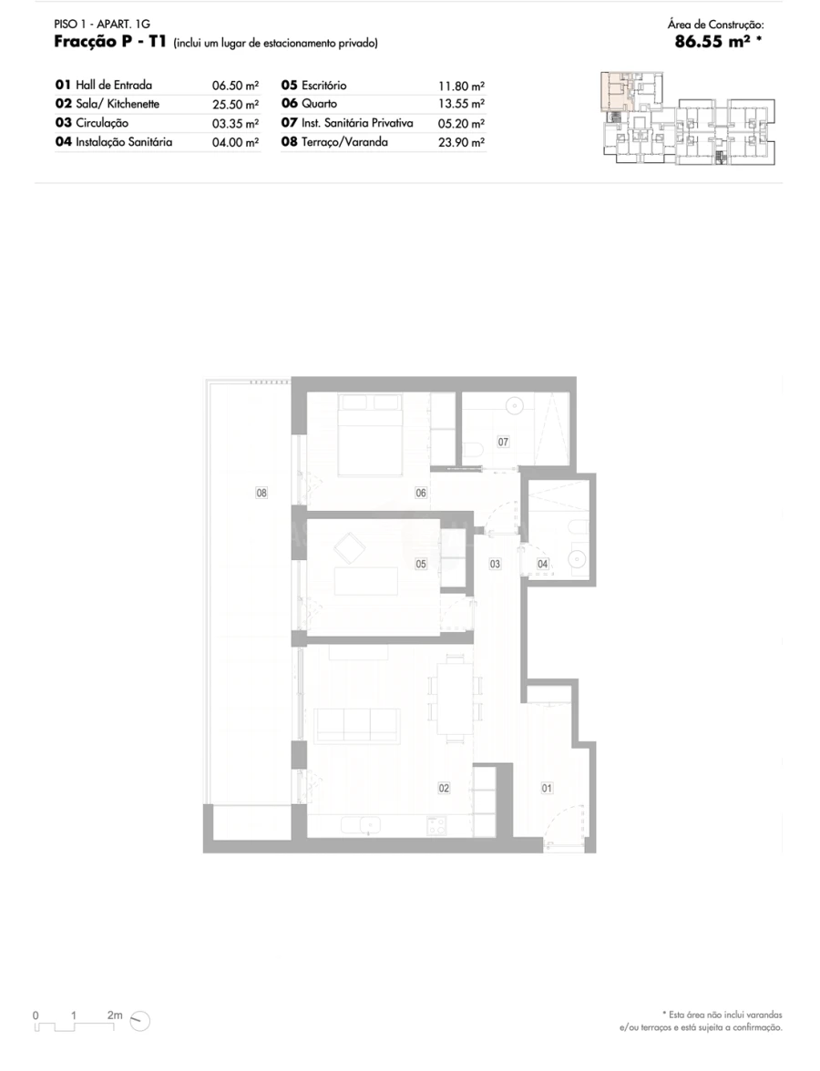 Apartamento T2 para Venda em Lagos (São Sebastião e Santa Maria) Planta 1