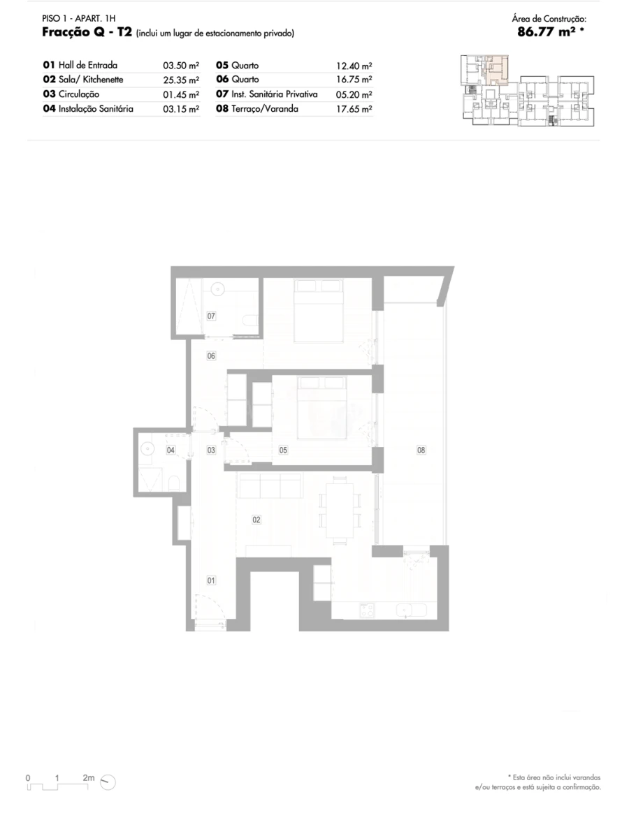 Apartamento T2 para Venda em Lagos (São Sebastião e Santa Maria) Planta 1