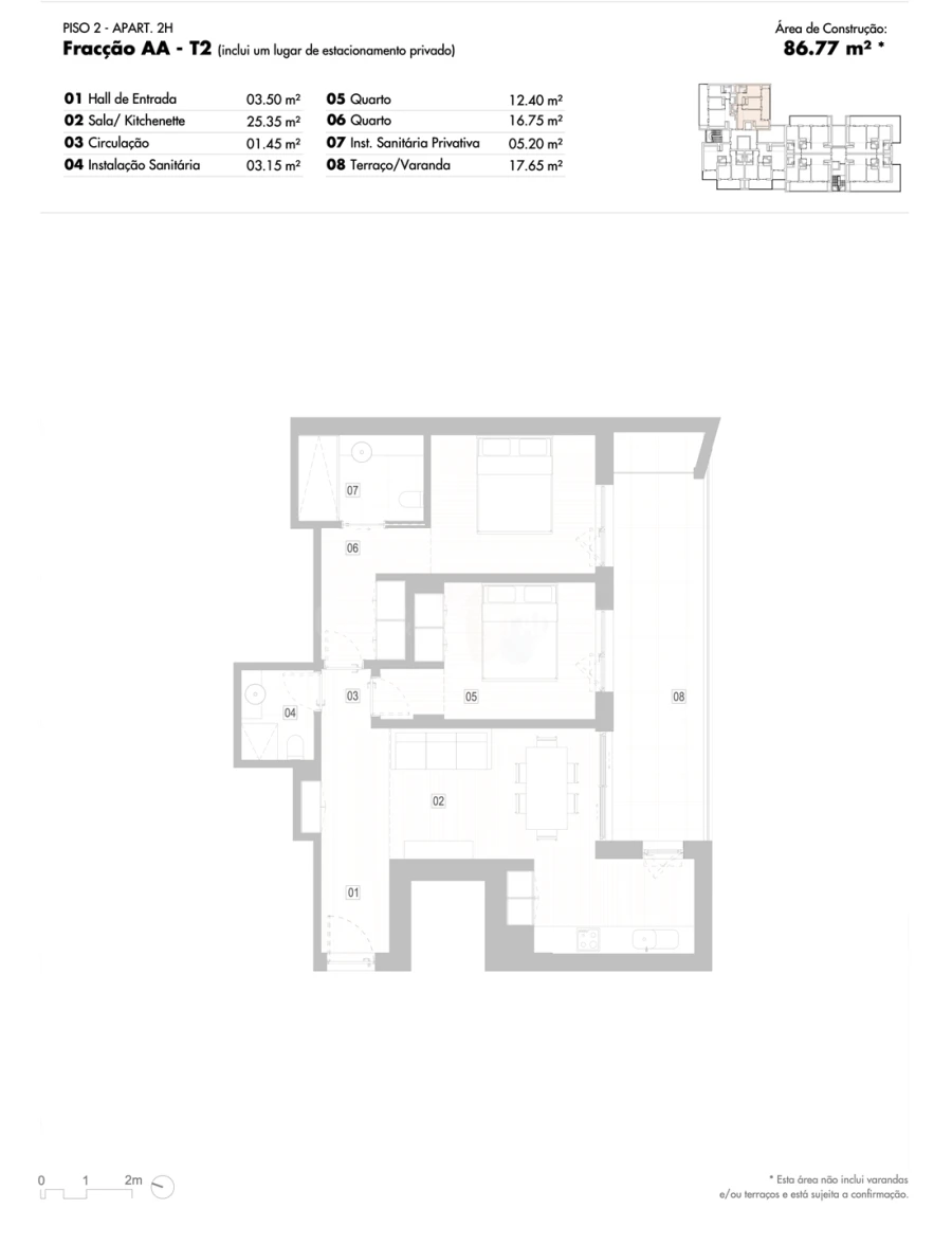 Apartamento T2 para Venda em Lagos (São Sebastião e Santa Maria) Planta 1