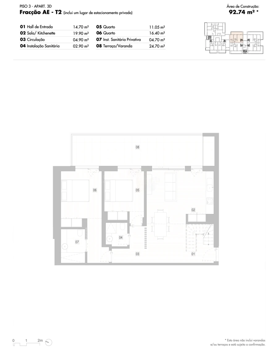 Apartamento T2 para Venda em Lagos (São Sebastião e Santa Maria) Planta 2