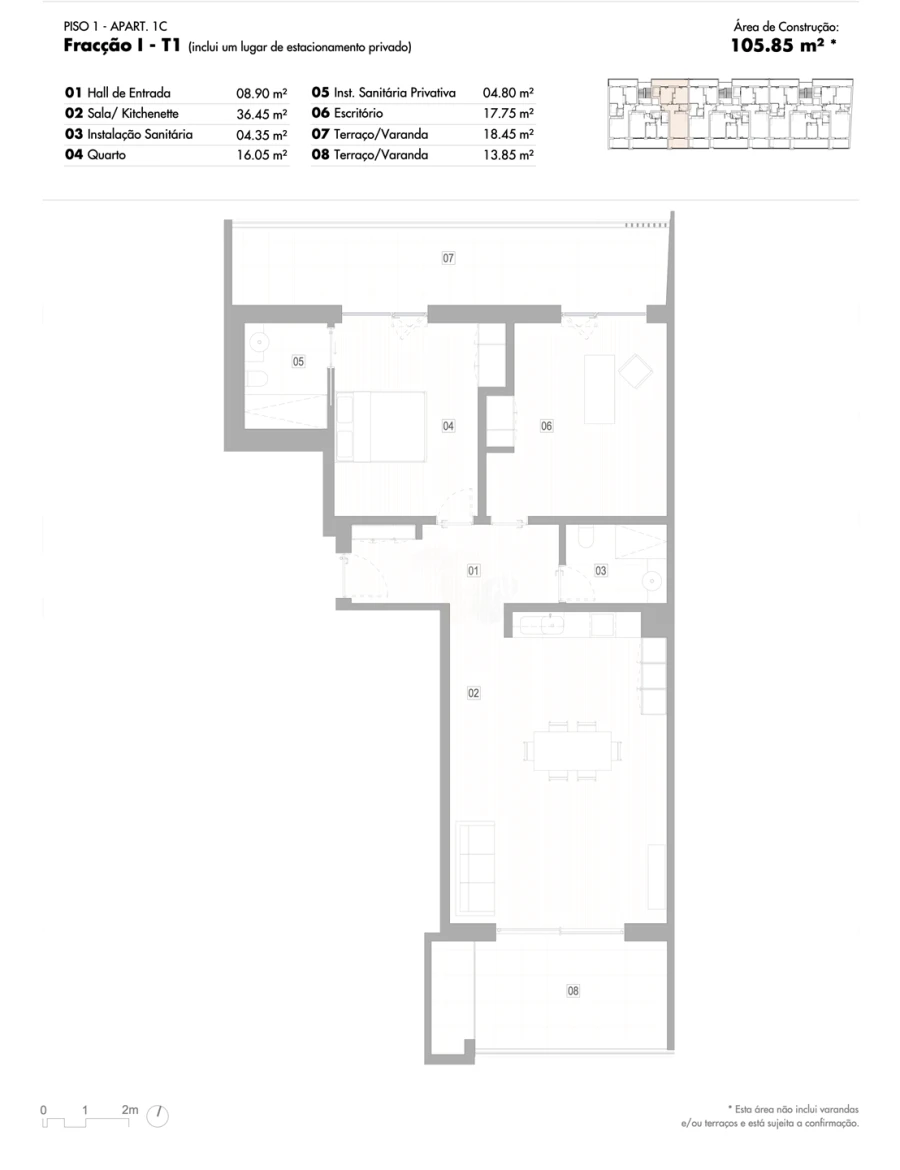 Apartamento T2 para Venda em Lagos (São Sebastião e Santa Maria) Planta 1