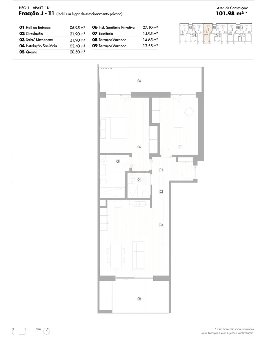 Apartamento T2 para Venda em Lagos (São Sebastião e Santa Maria) Planta 1